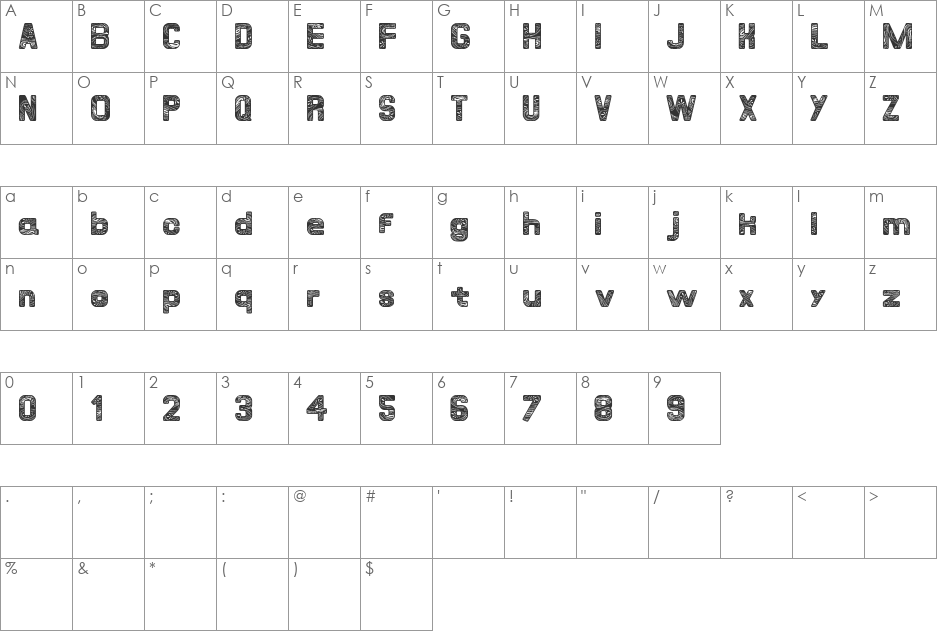 PaFFile Bandana font character map preview