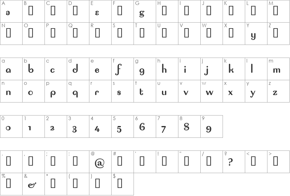 Pagan Poetry font character map preview