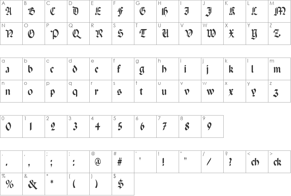 Paganini-Light font character map preview
