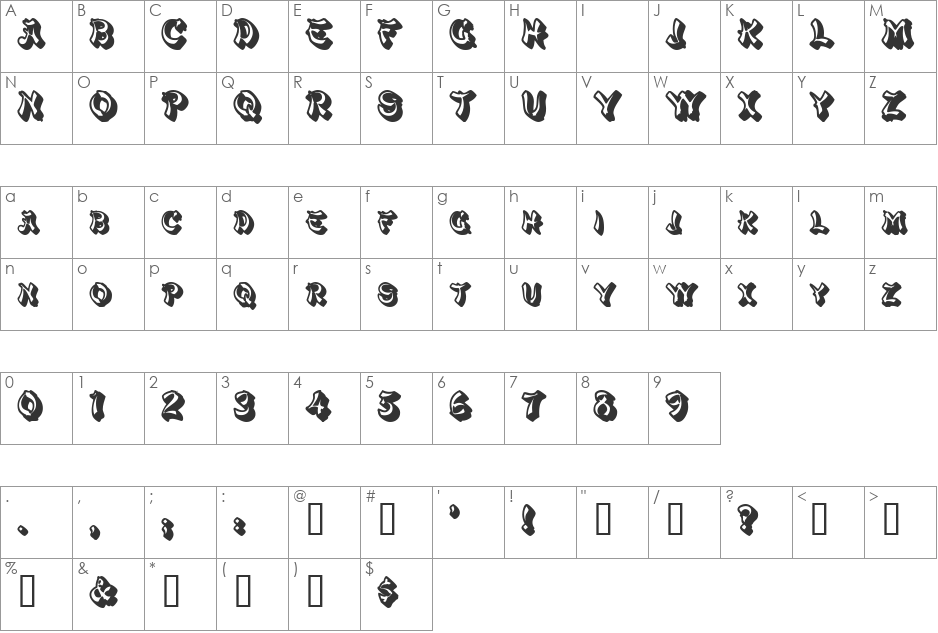 PagodaSCapsSSK font character map preview