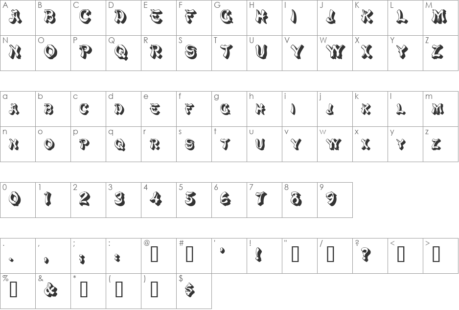 PagodaSCapsSSK font character map preview