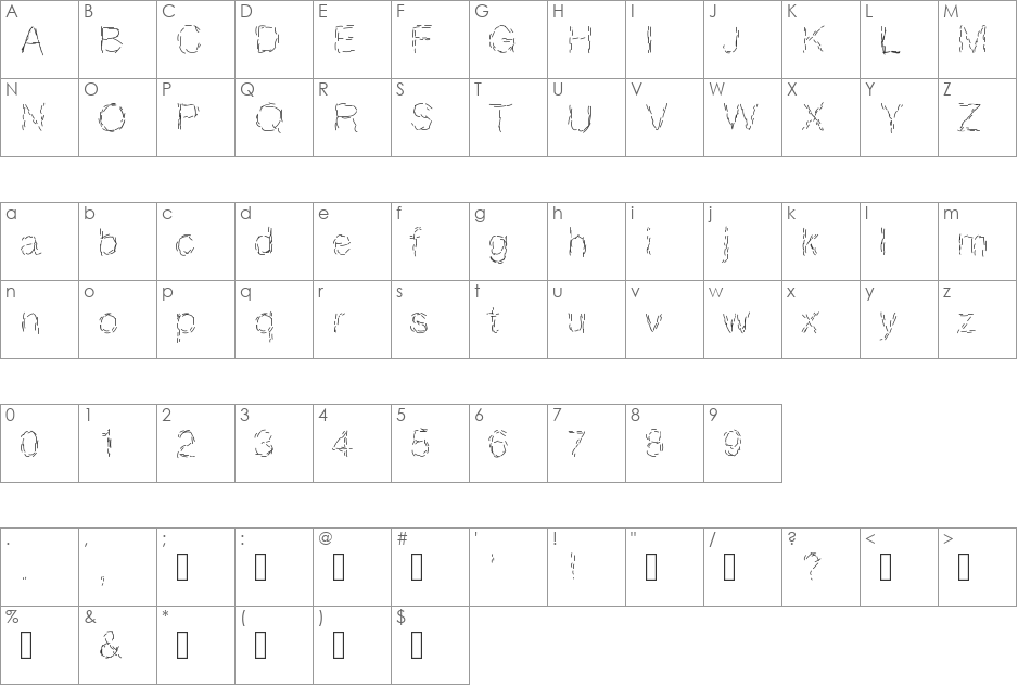 Paille font character map preview