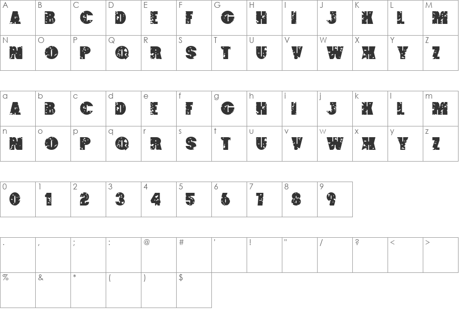 Paint bucket font character map preview
