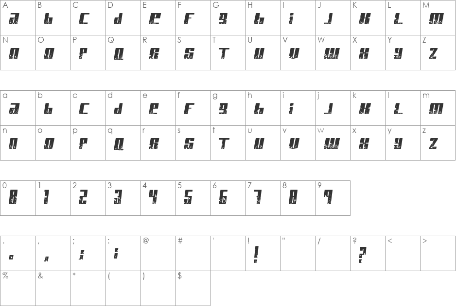 Paint it black font character map preview