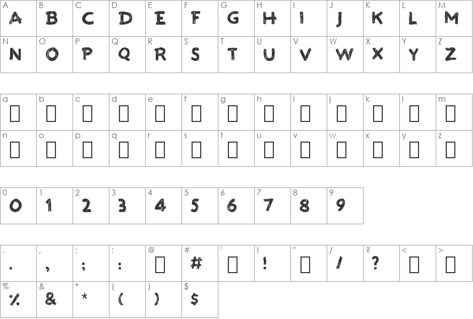PAINT THE TOWN font character map preview