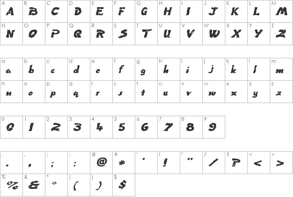 Paint-Extended font character map preview