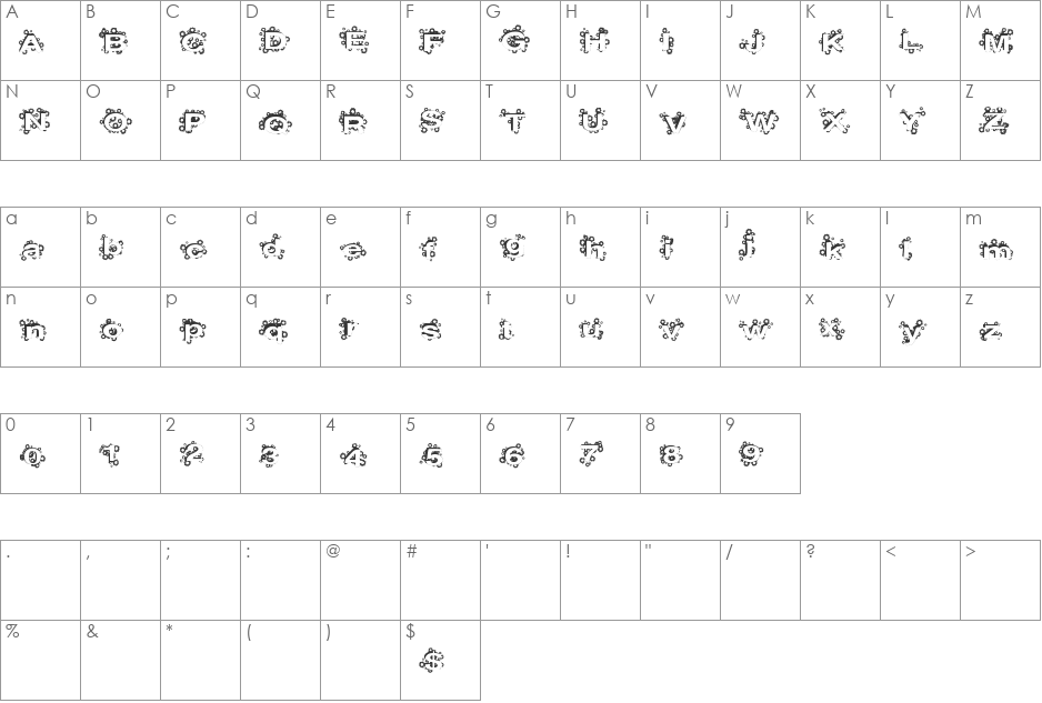 PaintBalls font character map preview