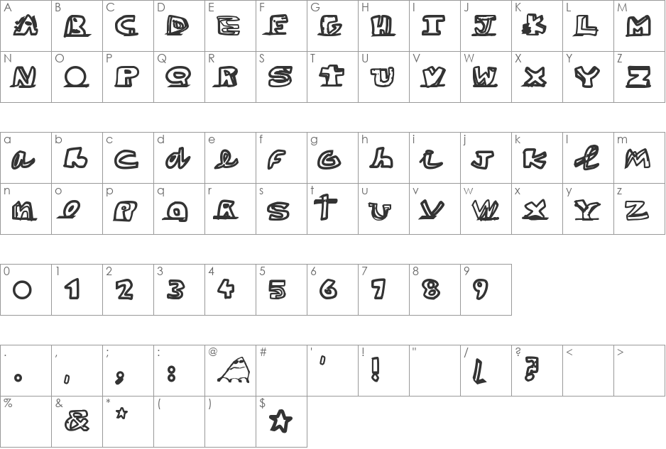 paintblack white font character map preview