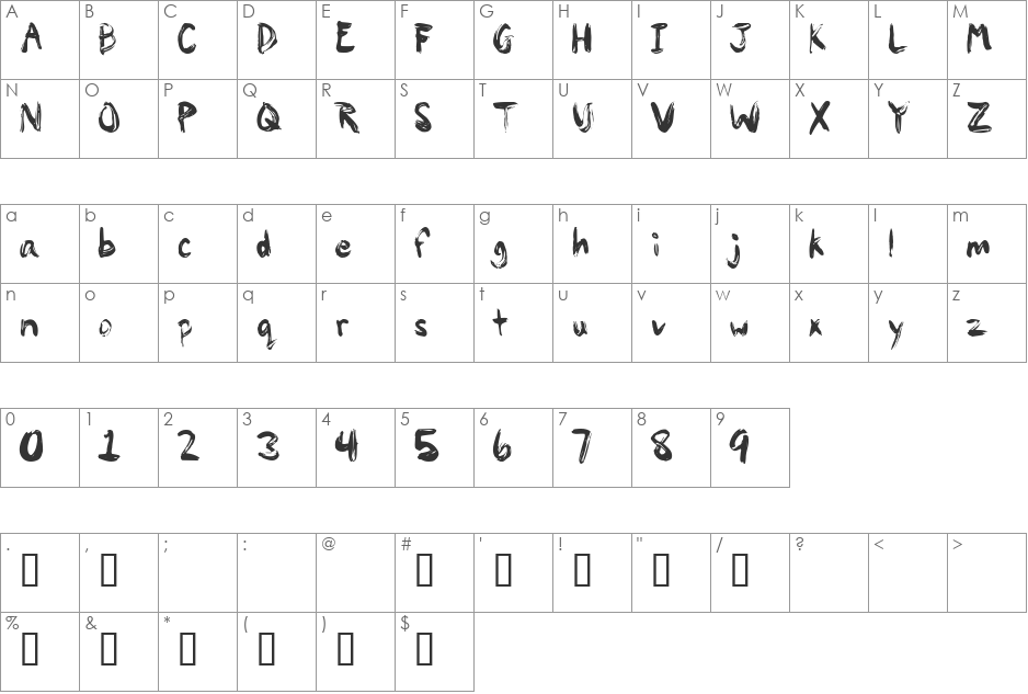 PaintyPaint font character map preview