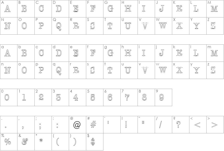 a_OldTyperTitulNrOtl font character map preview