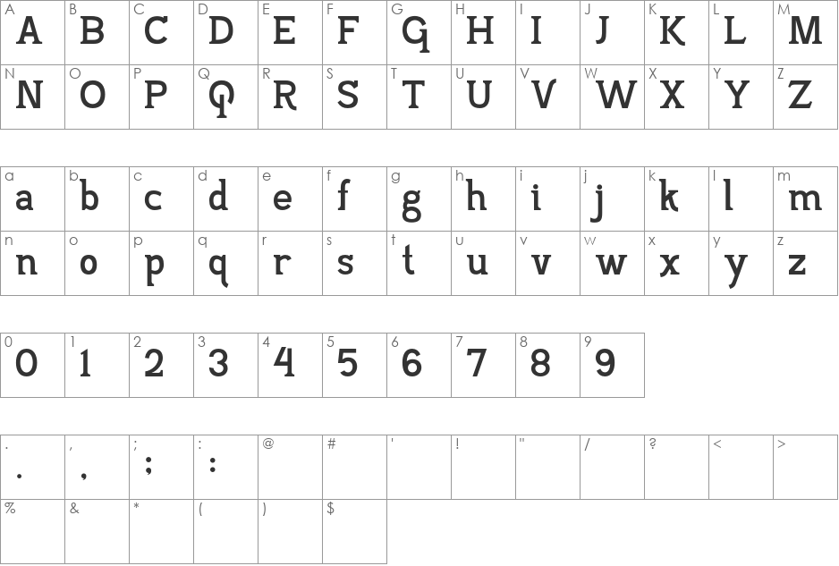 Pajarakan Studs font character map preview