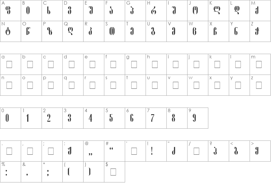 Pakizy-ITV font character map preview