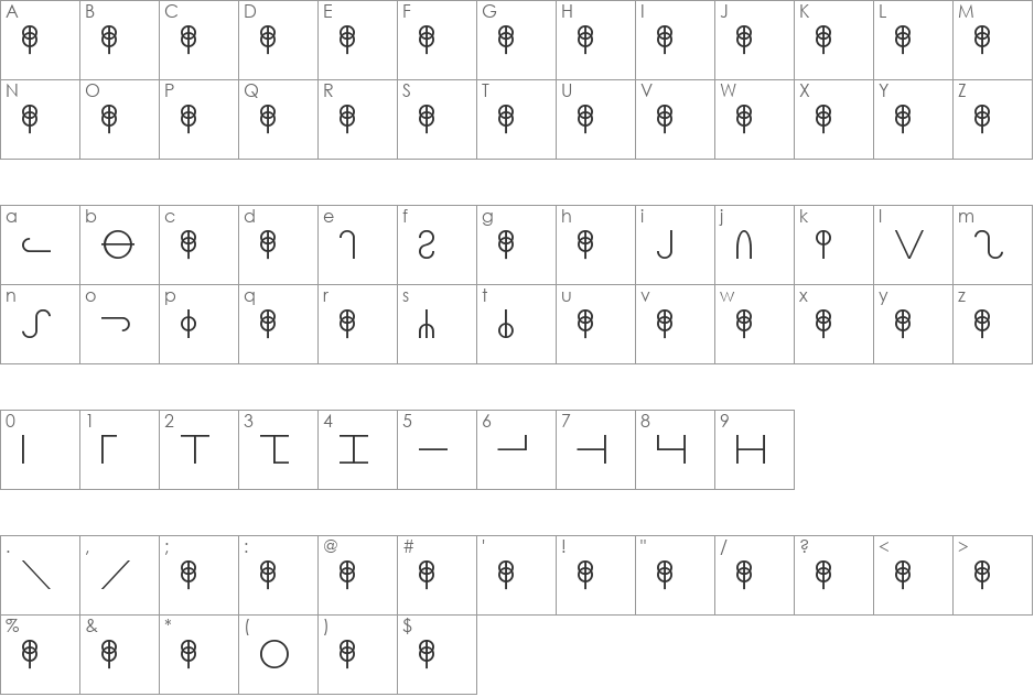 Paklikale font character map preview