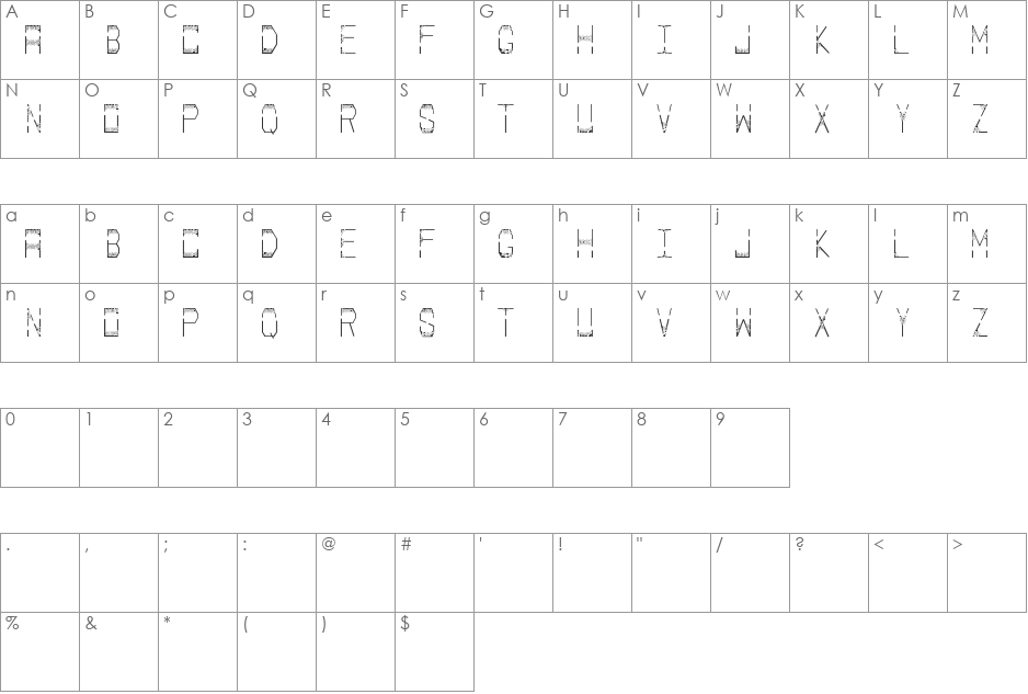 Palace font character map preview