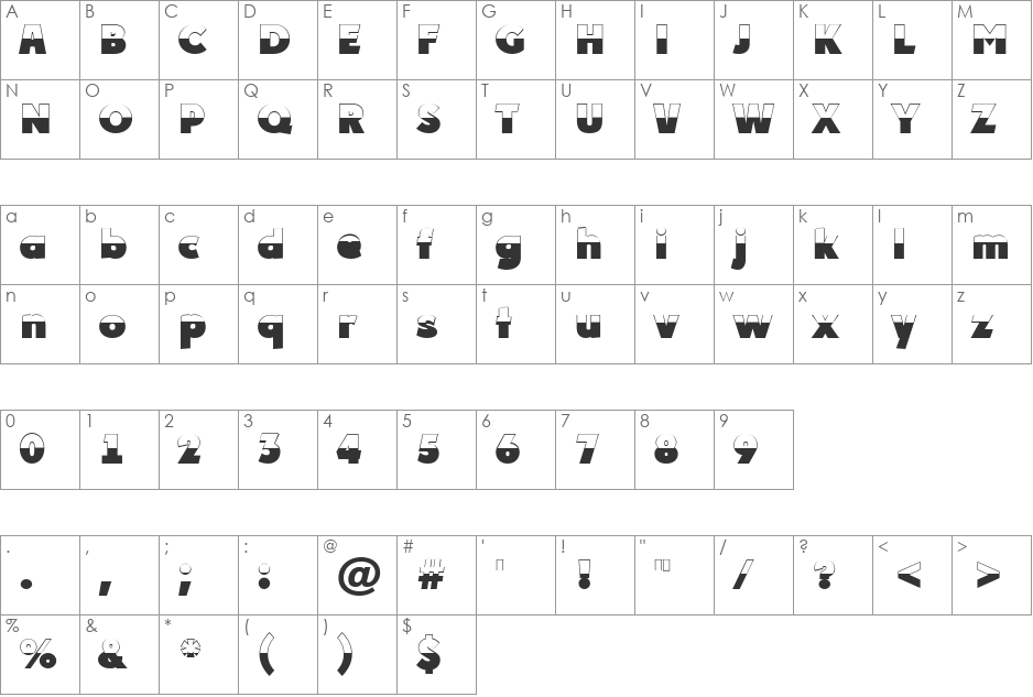 a_PlakatB&W font character map preview
