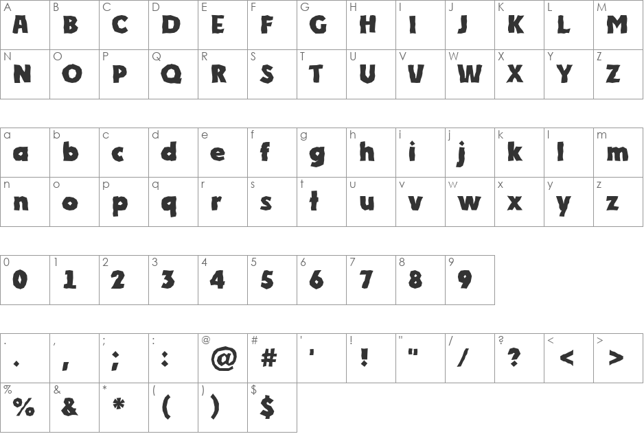 a_PlakatBrk font character map preview