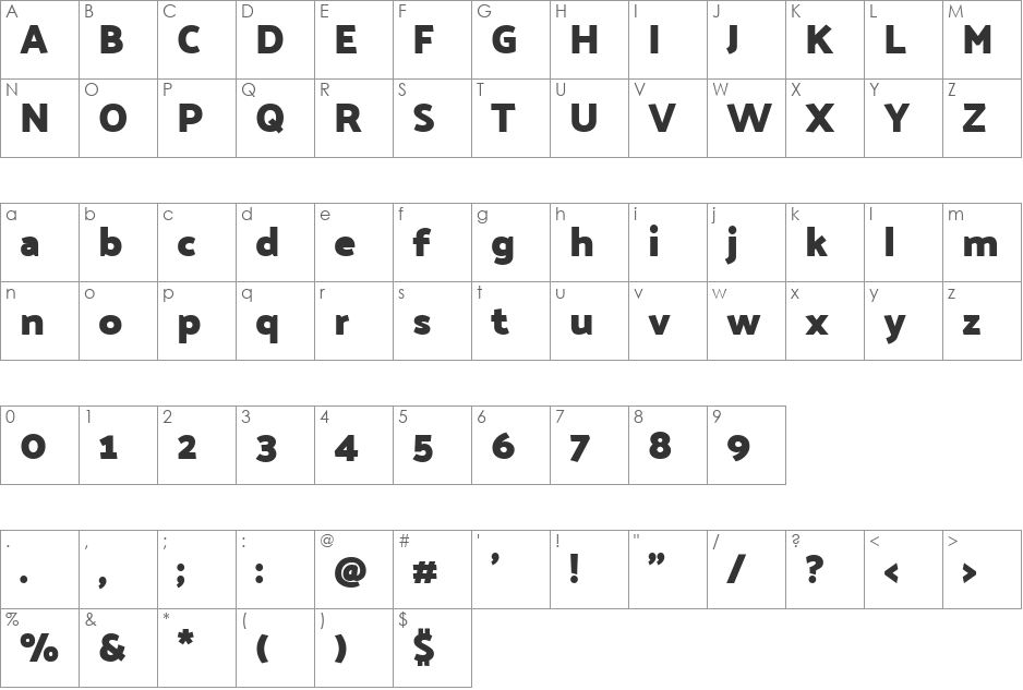 Palanquin Dark SemiBold font character map preview