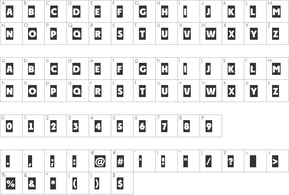 a_PlakatCm font character map preview
