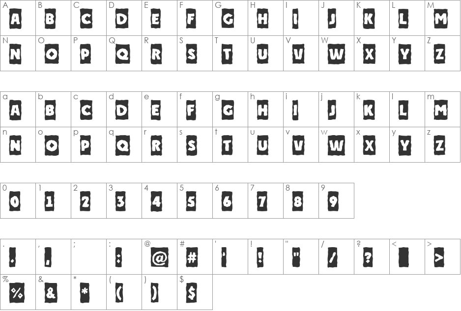 a_PlakatCmBrk font character map preview