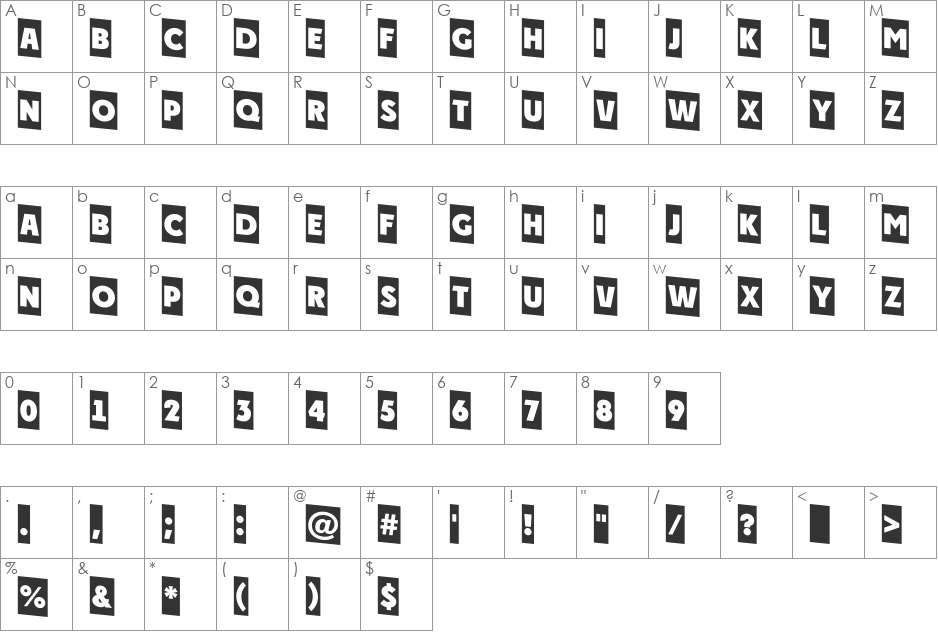 a_PlakatCmDn font character map preview