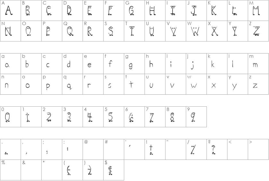 Pale n Cool font character map preview