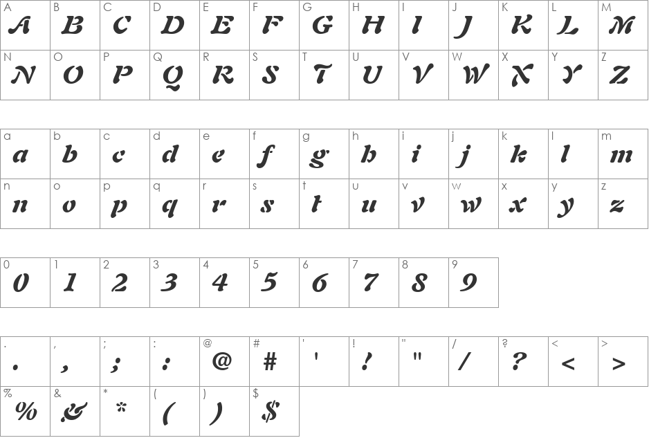 Palette Black SSi font character map preview