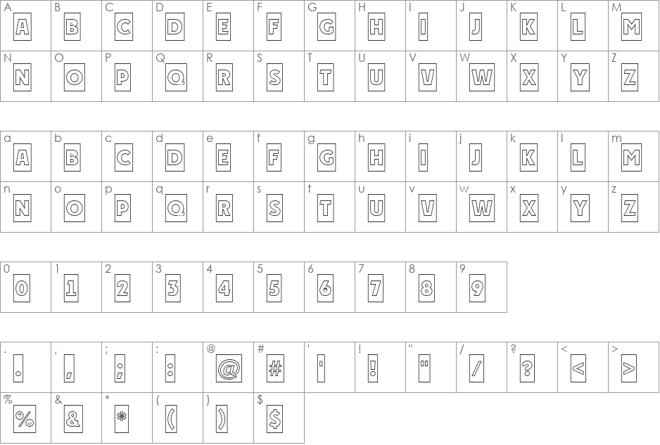 a_PlakatCmOtl font character map preview