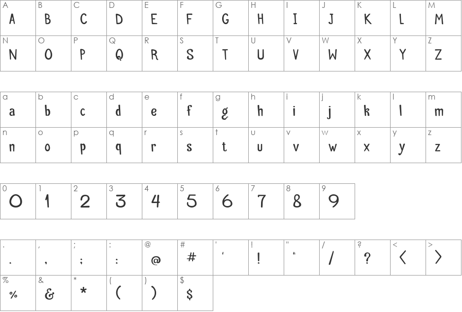 Palitoon font character map preview