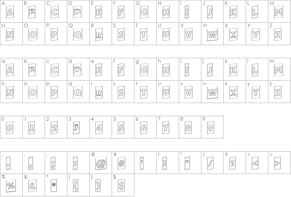 a_PlakatCmOtlUp font character map preview