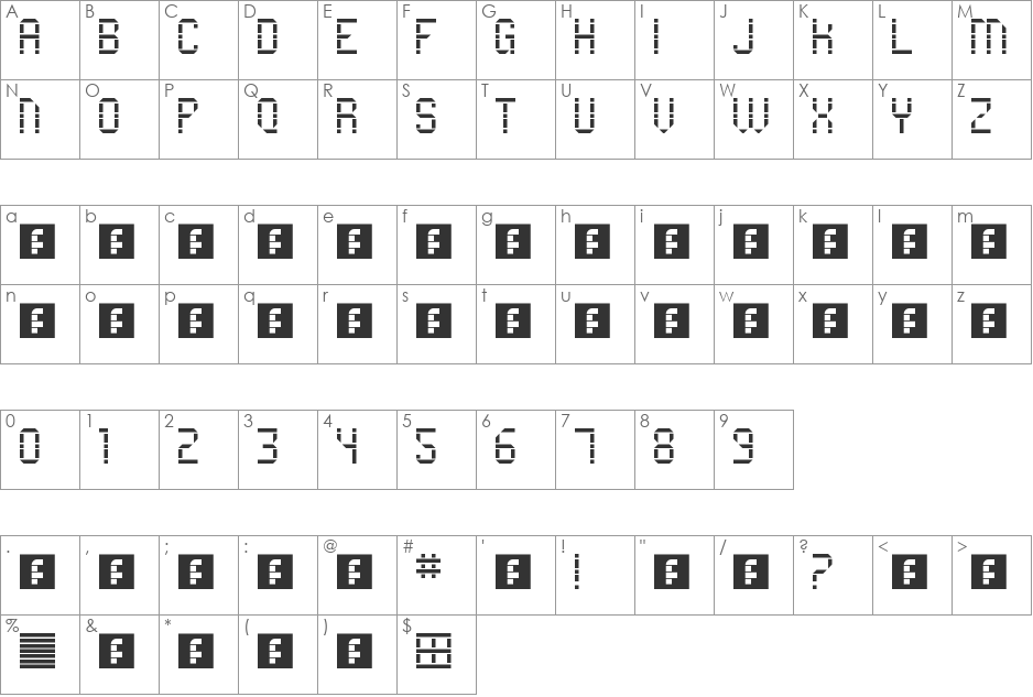 pallet regular font character map preview