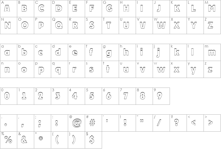 a_PlakatCmplSh font character map preview