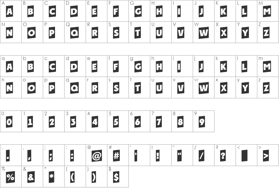 a_PlakatCmUp font character map preview
