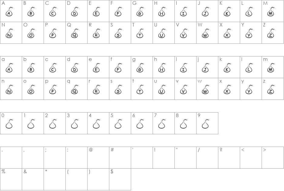 Pan Pasand Hollow font character map preview