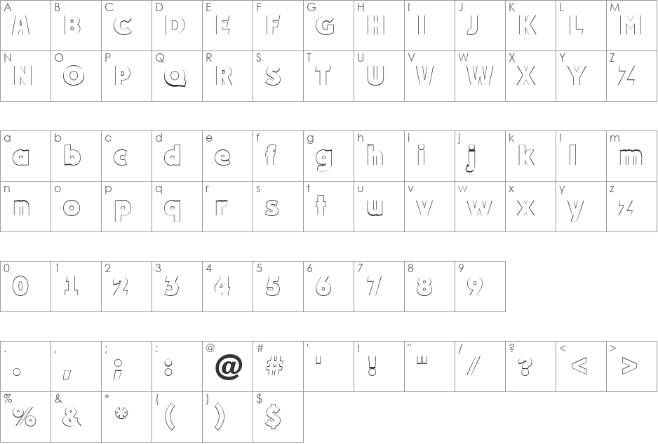 a_PlakatOtl font character map preview