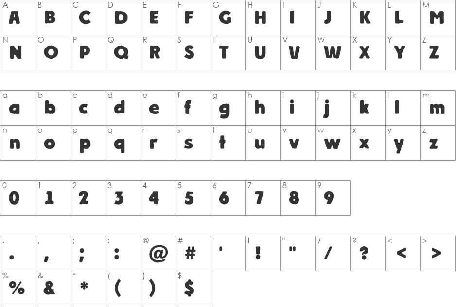 a_PlakatRgh font character map preview