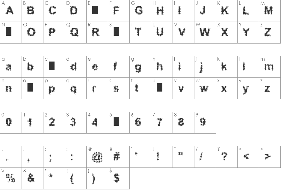 ACTRIAL font character map preview