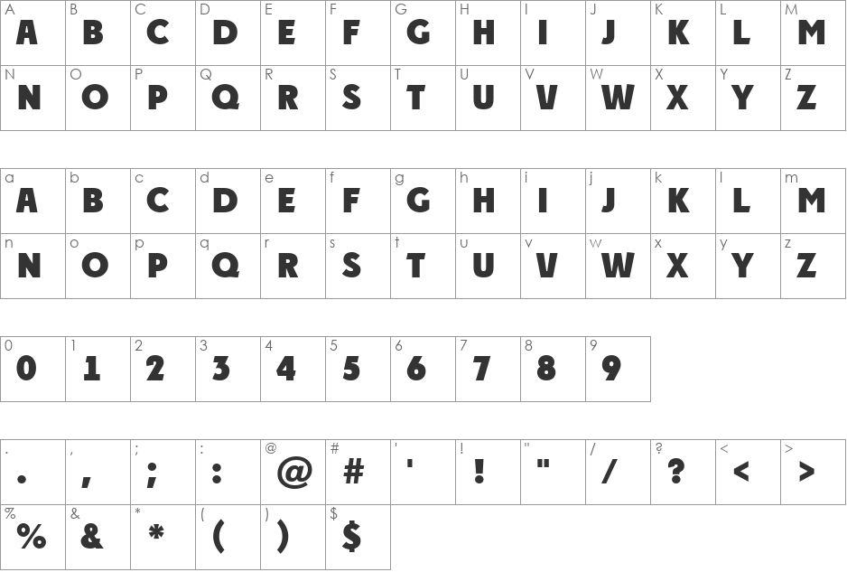 a_PlakatTitul font character map preview