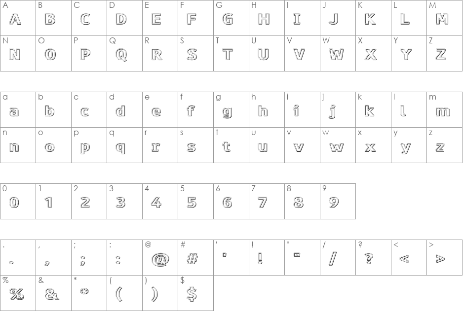 Paneuropa Crash barrier font character map preview