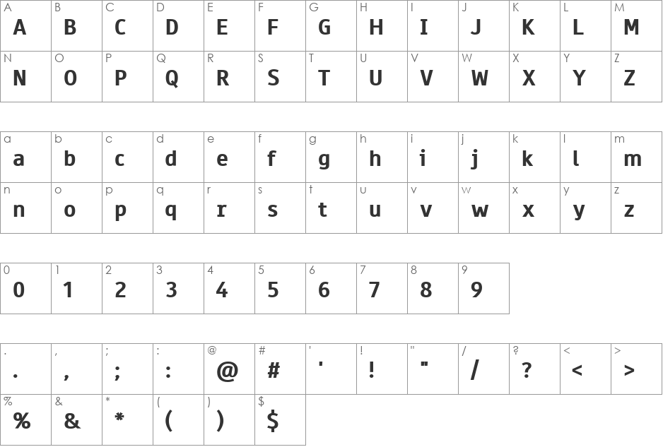 Paneuropa Highway font character map preview