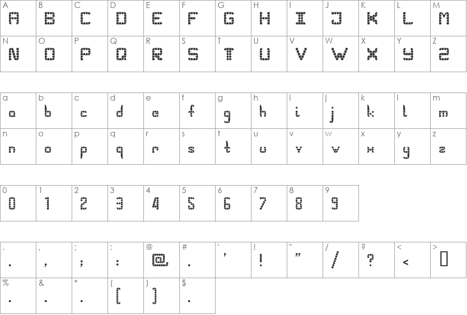 Pangolin font character map preview
