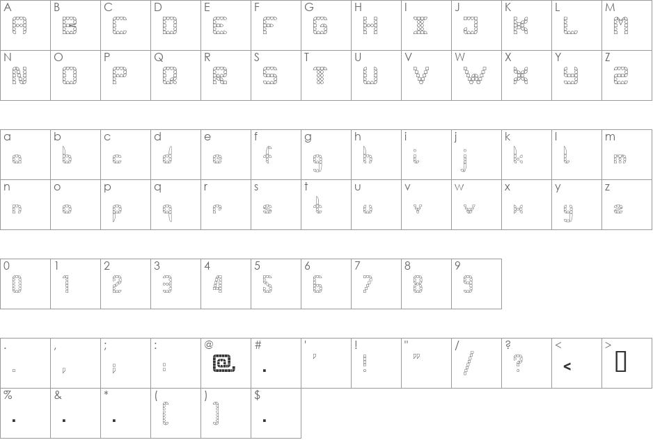 PangolinHollow font character map preview