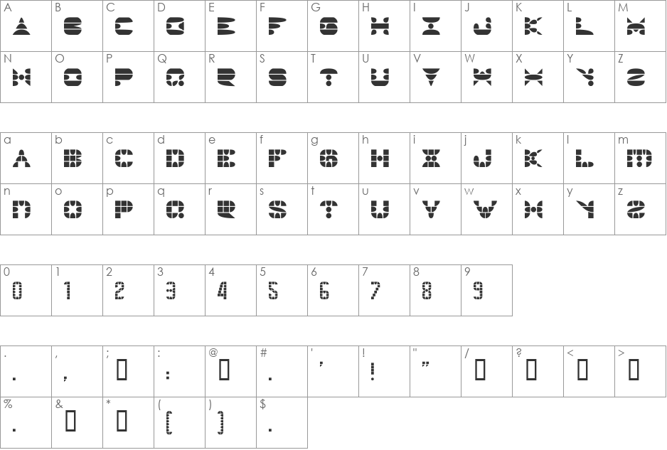 PangolinThick font character map preview