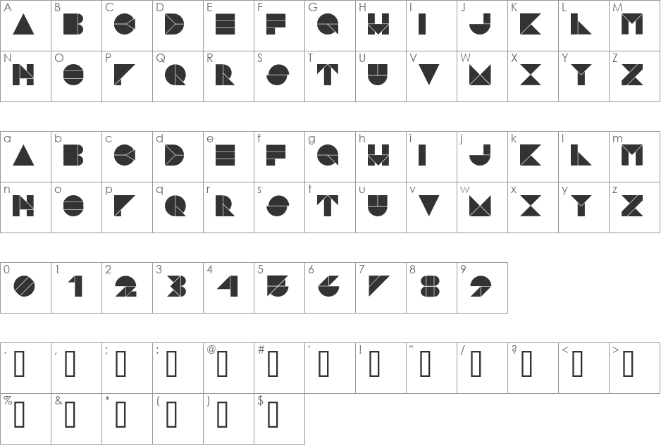 Pangraph font character map preview