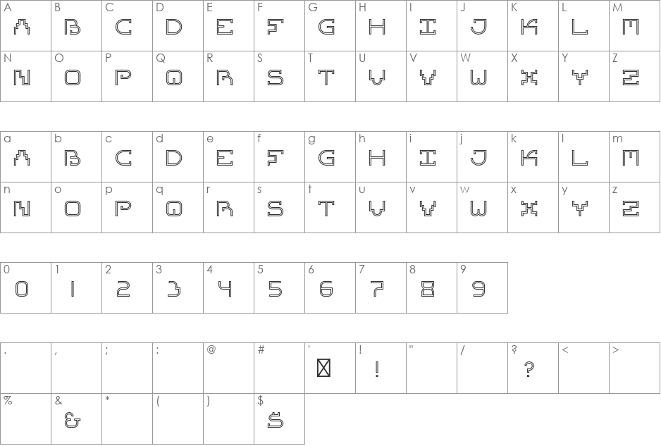 Panibo font character map preview