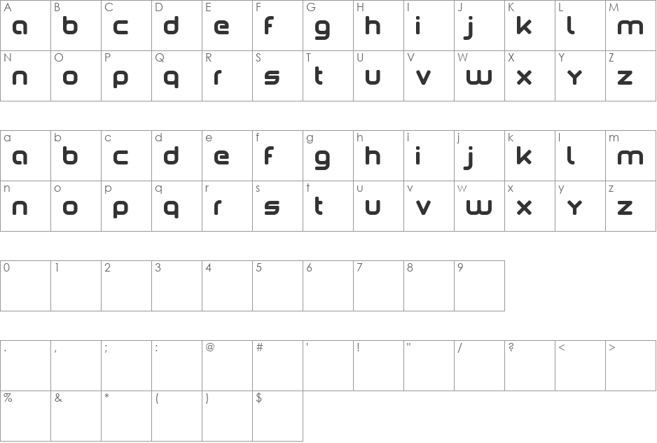 paola font character map preview