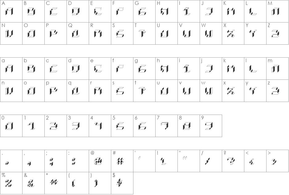 Paper Cube paper font character map preview