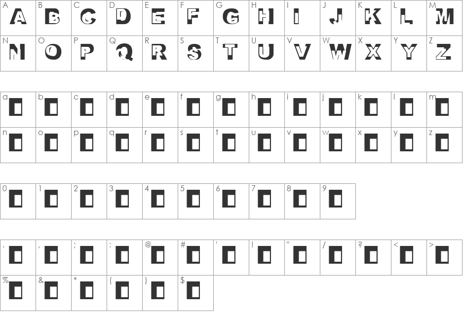 Paper Cutouts font character map preview
