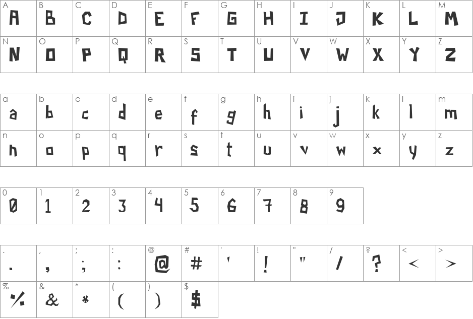 Paper Cuts 2 font character map preview
