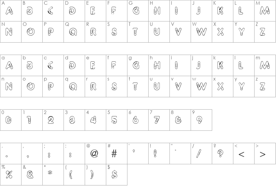Paperbin font character map preview