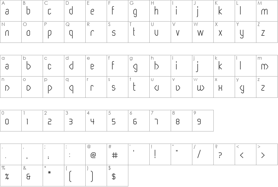 Paperclip font character map preview